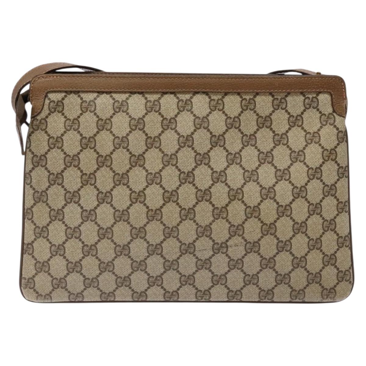 GUCCI GG Supreme Web Sherry Line Shoulder Bag PVC Beige Gold Red Auth ep10287