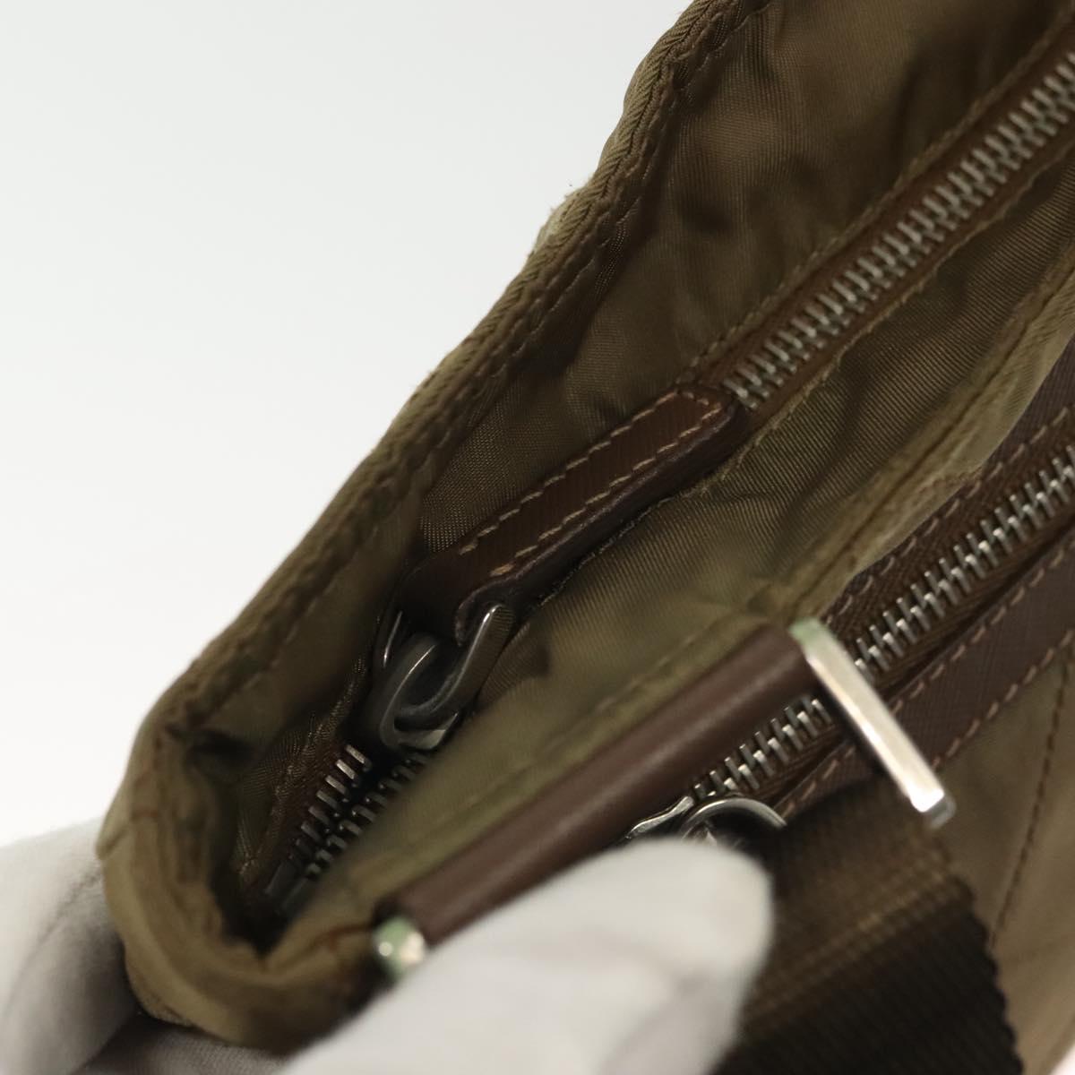 PRADA Shoulder Bag Nylon Brown Silver Auth ep10288