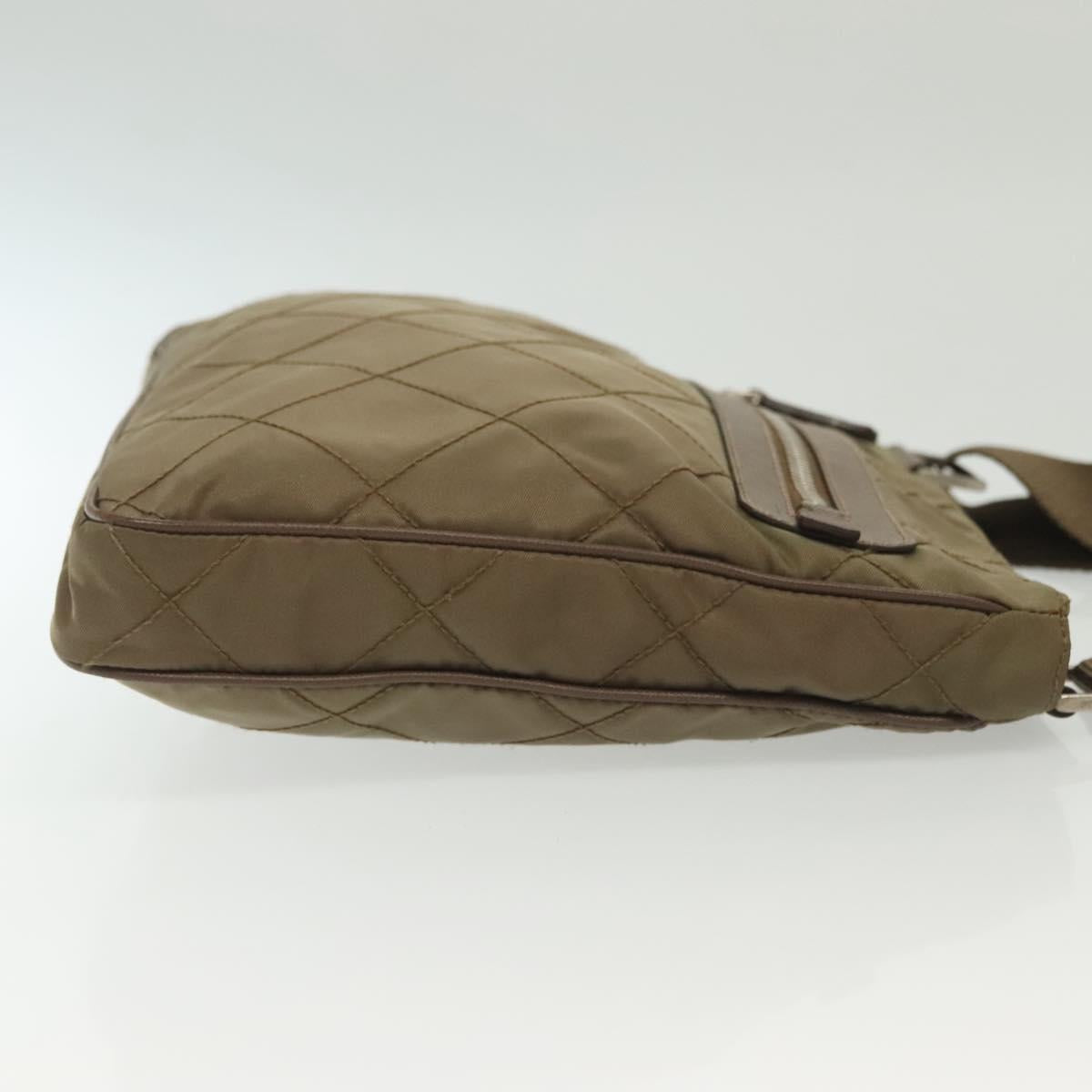 PRADA Shoulder Bag Nylon Brown Silver Auth ep10288