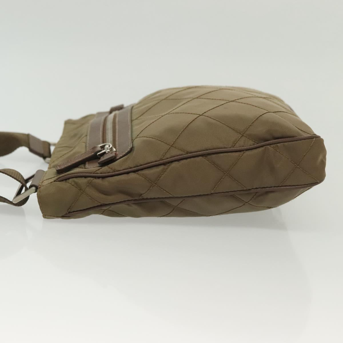 PRADA Shoulder Bag Nylon Brown Silver Auth ep10288