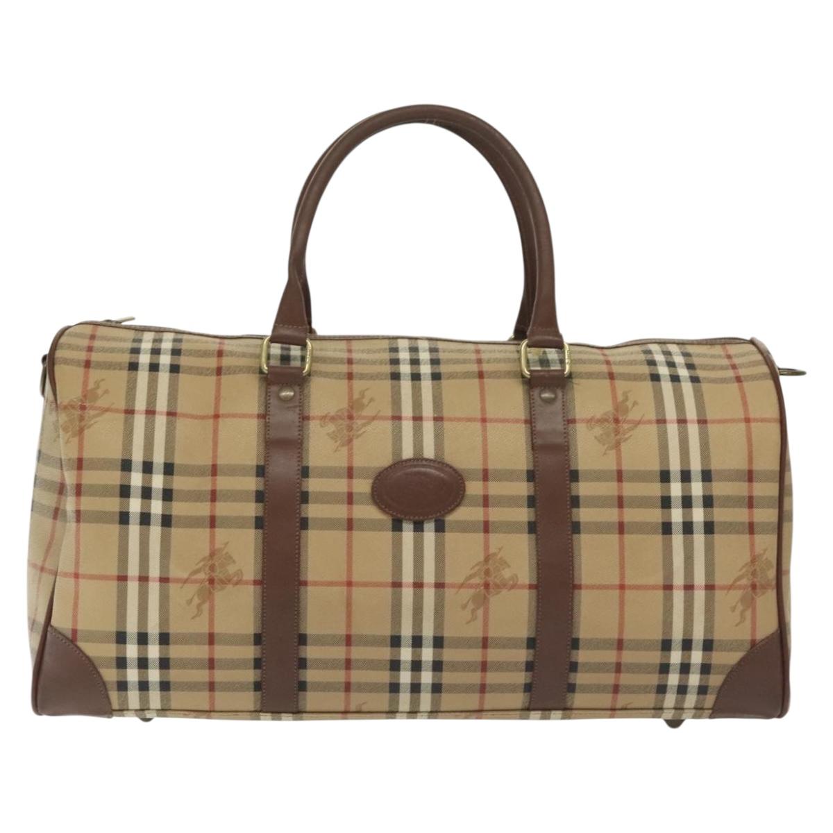 Burberrys Nova Check Boston Bag PVC 2way Beige Auth ep10305