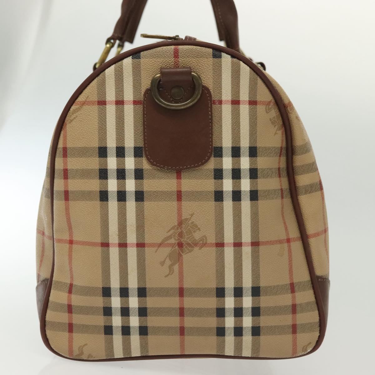 Burberrys Nova Check Boston Bag PVC 2way Beige Auth ep10305