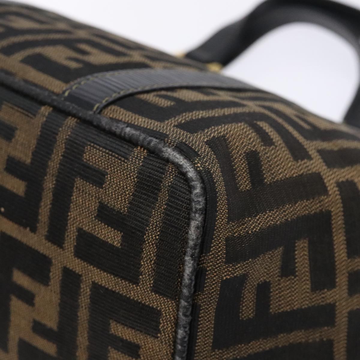 FENDI Zucca Canvas Hand Bag Black Brown Auth ep10313