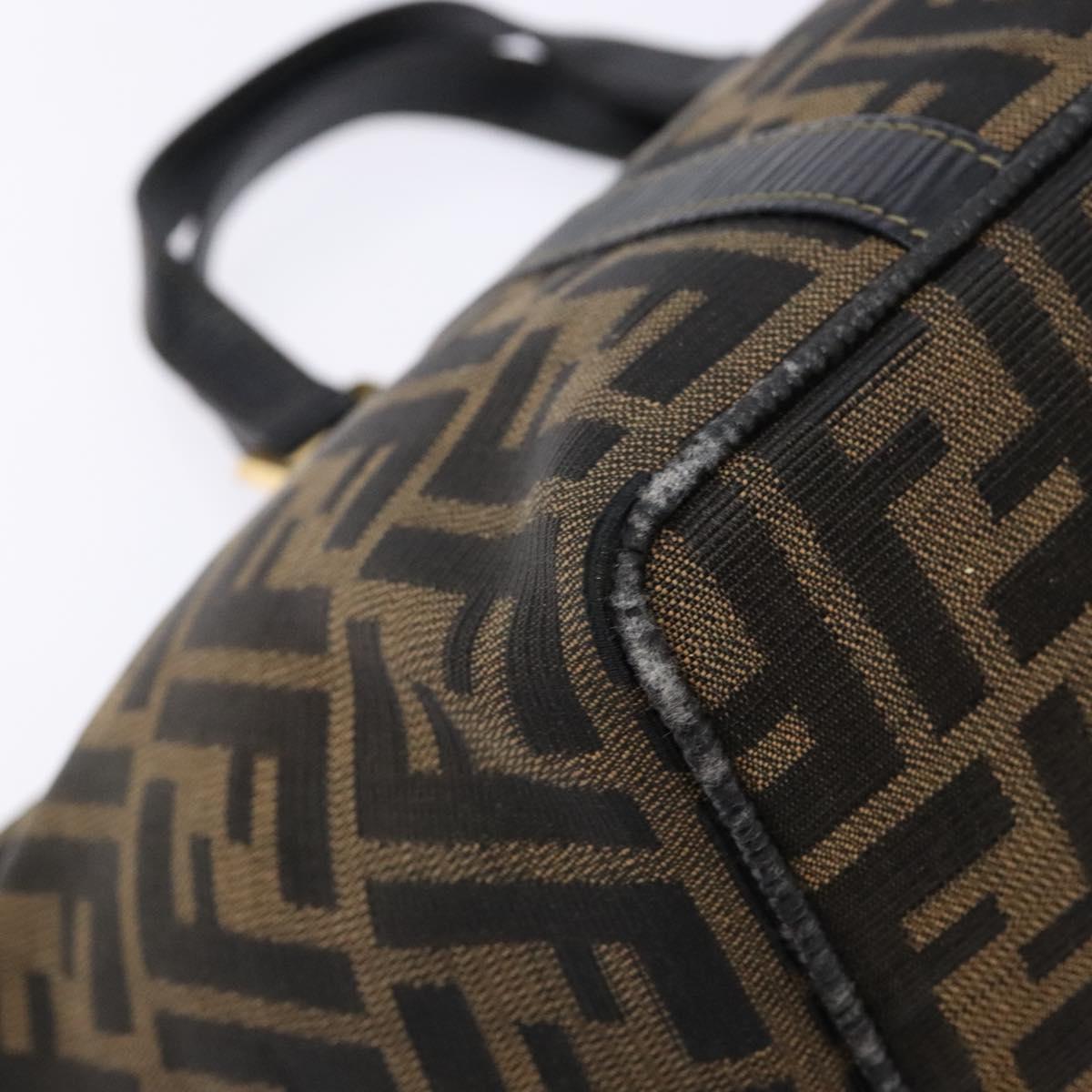 FENDI Zucca Canvas Hand Bag Black Brown Auth ep10313