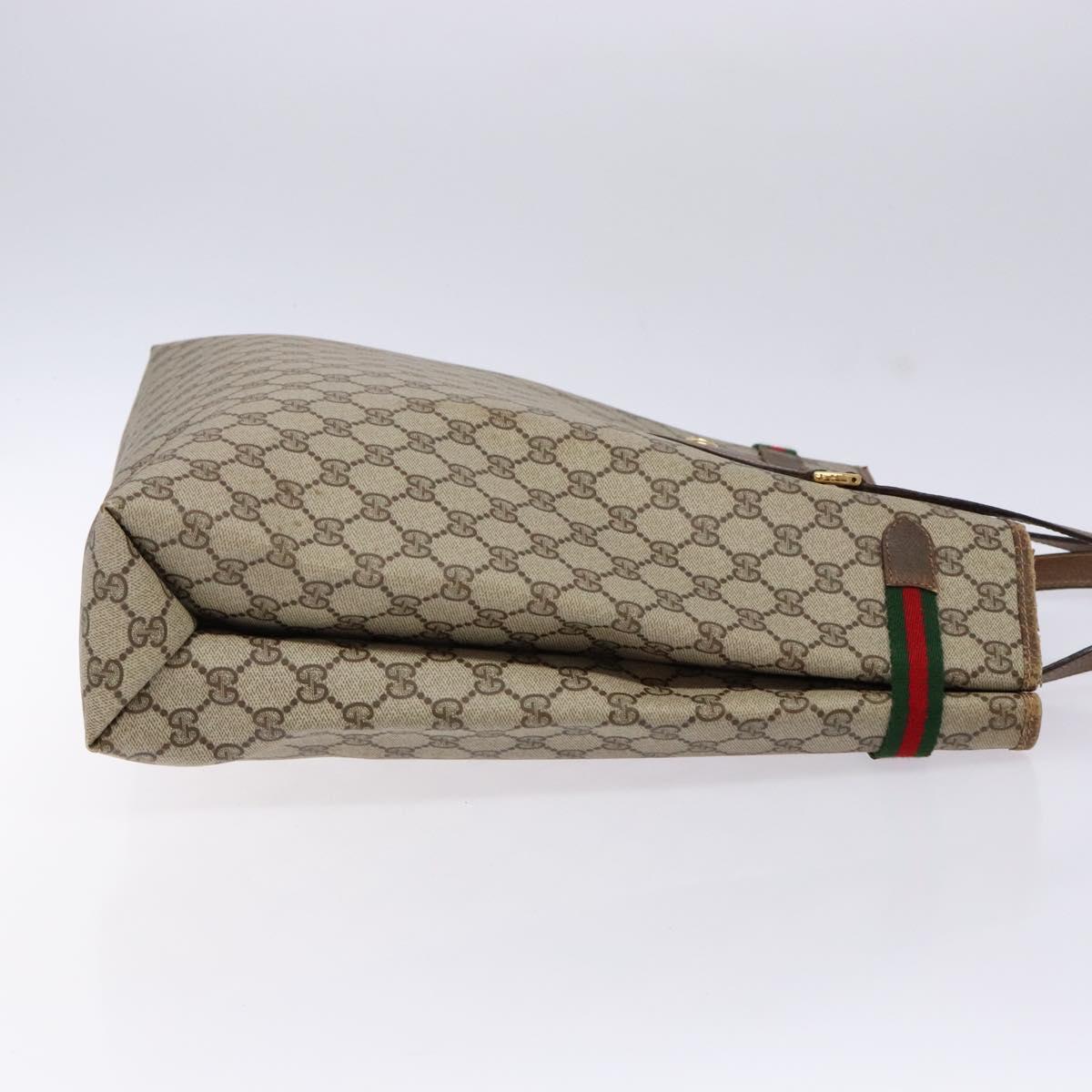 GUCCI GG Supreme Web Sherry Line Tote Bag PVC Beige Gold 39 02 091 Auth ep10316