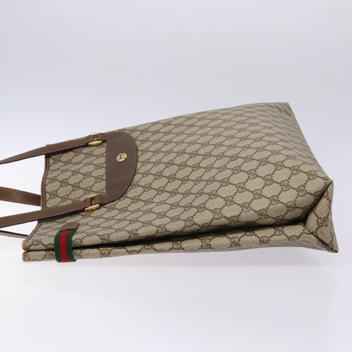 GUCCI GG Supreme Web Sherry Line Tote Bag PVC Beige Gold 39 02 091 Auth ep10316
