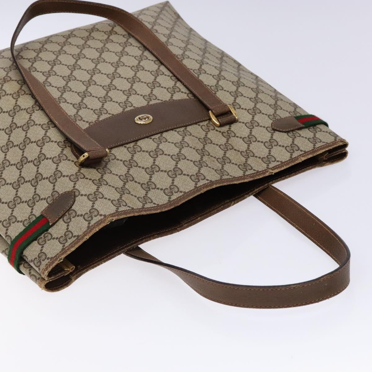 GUCCI GG Supreme Web Sherry Line Tote Bag PVC Beige Gold 39 02 091 Auth ep10316
