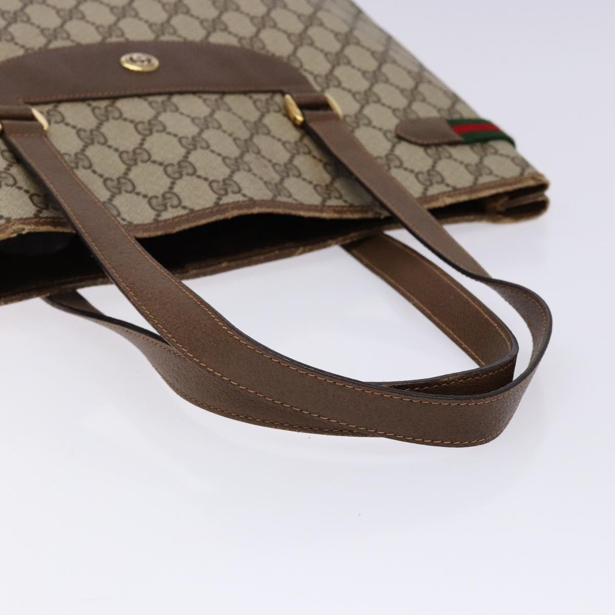 GUCCI GG Supreme Web Sherry Line Tote Bag PVC Beige Gold 39 02 091 Auth ep10316