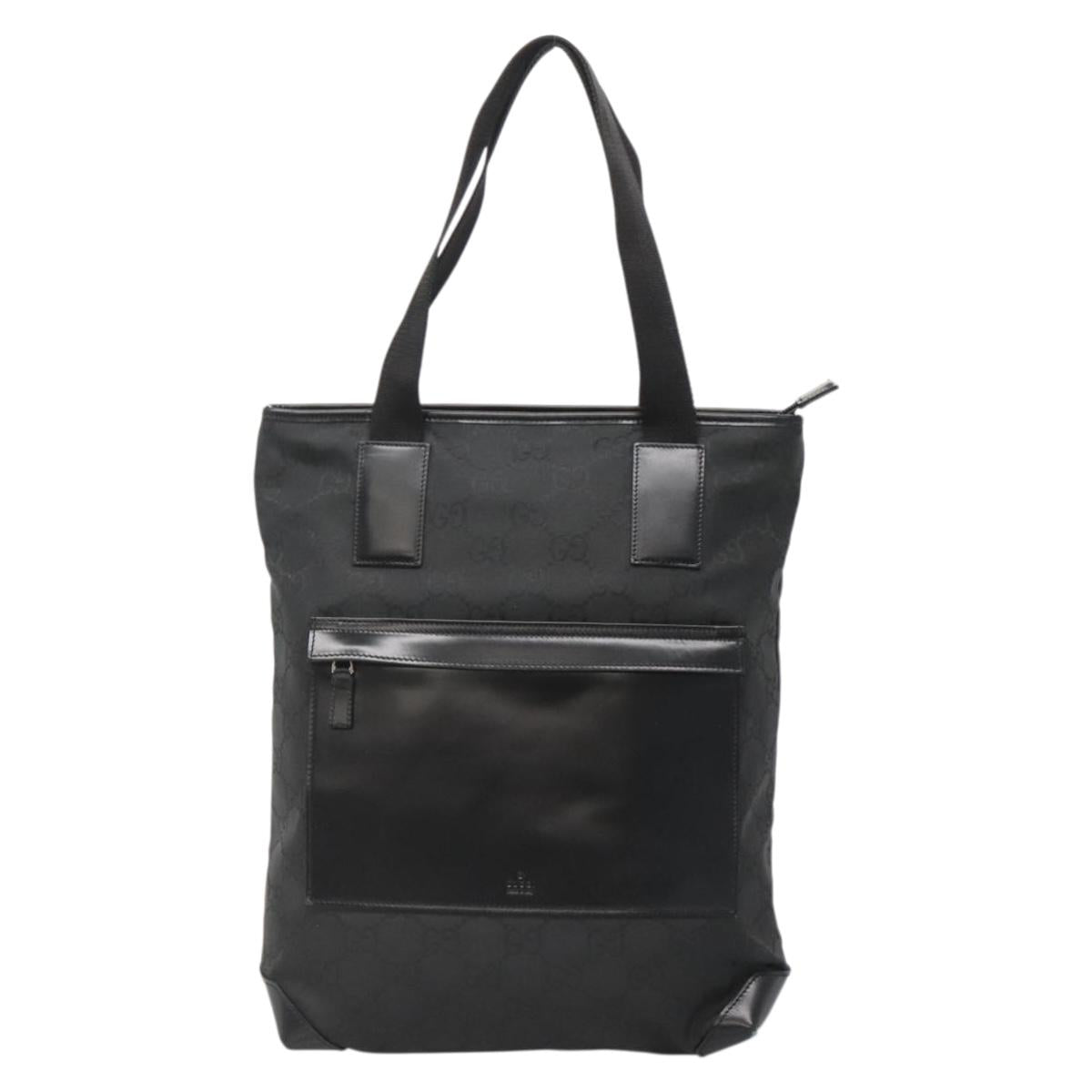 GUCCI GG Canvas Tote Bag Outlet Black Silver 180450 Auth ep10324