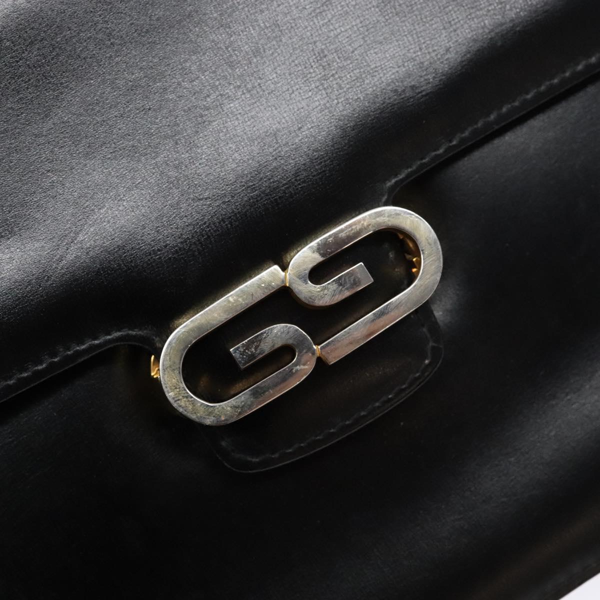 GUCCI Shoulder Bag Leather Black Gold Auth ep10326