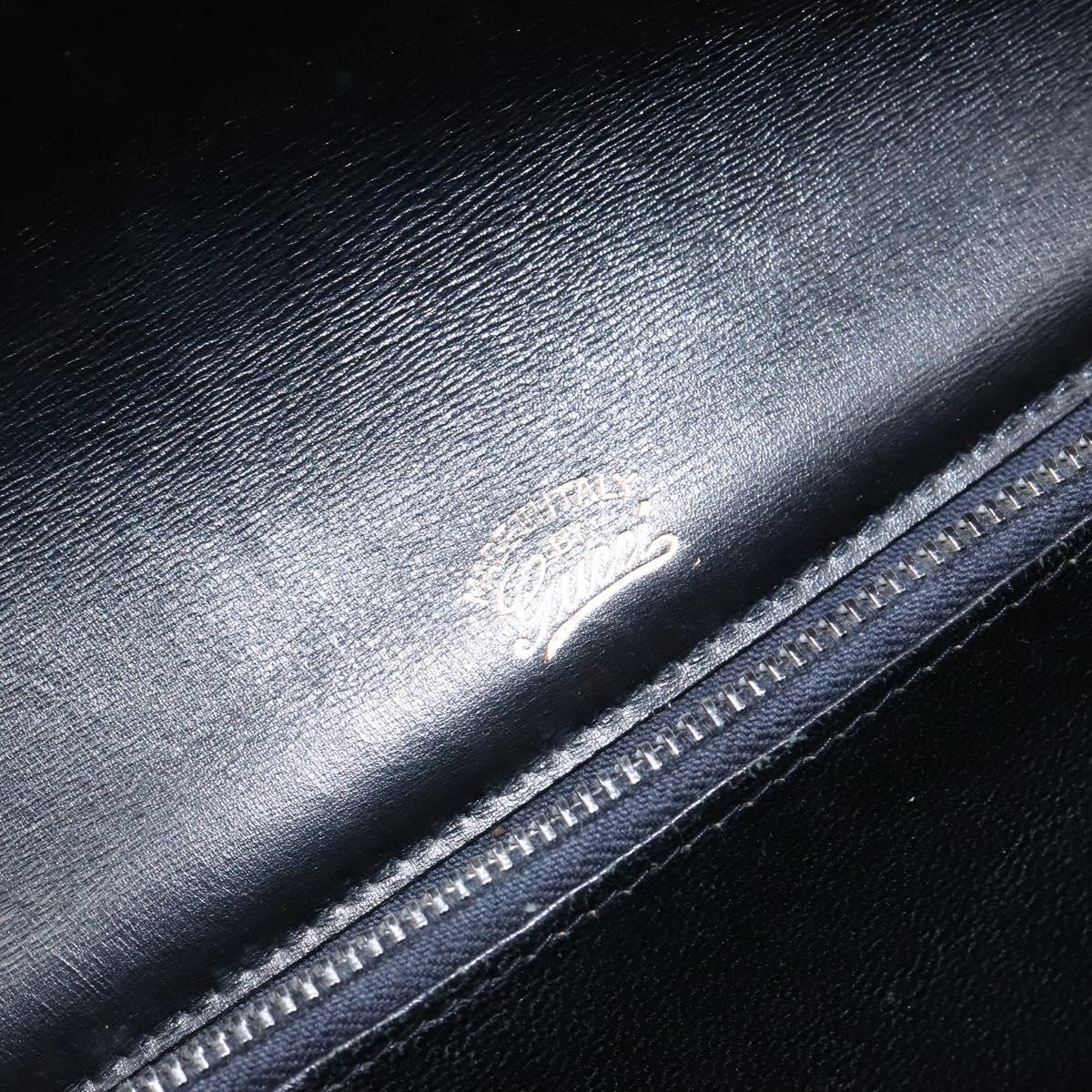 GUCCI Shoulder Bag Leather Black Gold Auth ep10326
