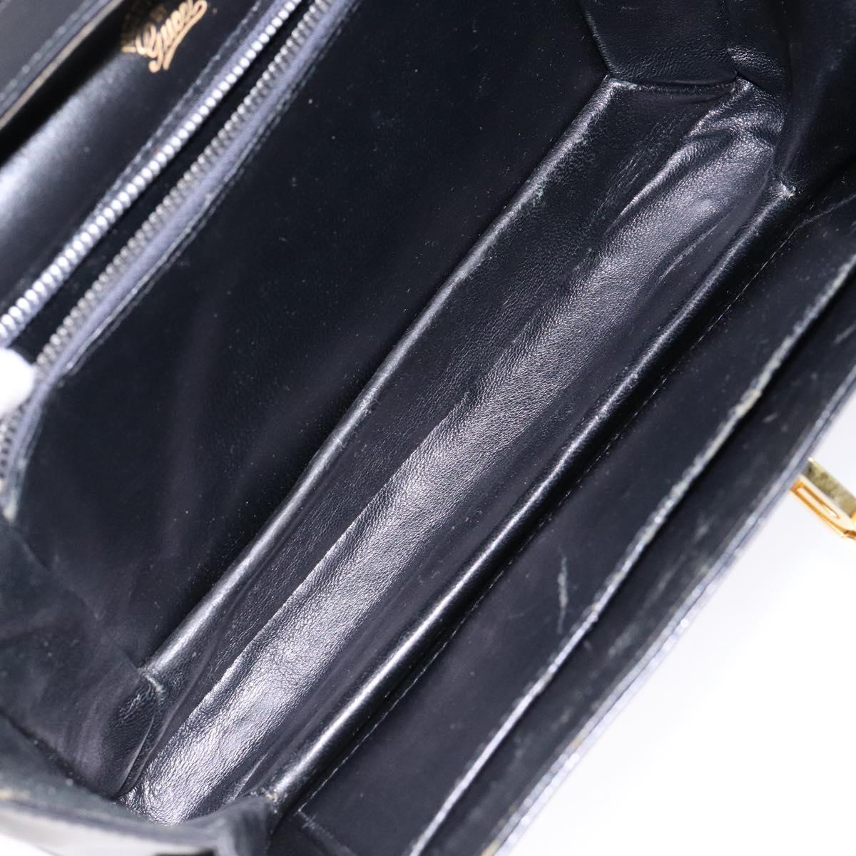 GUCCI Shoulder Bag Leather Black Gold Auth ep10326