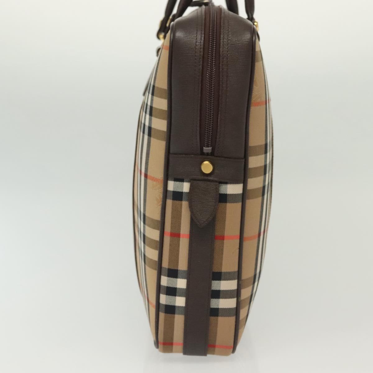 Burberrys Nova Check Business Bag Canvas Beige Gold Auth ep10346
