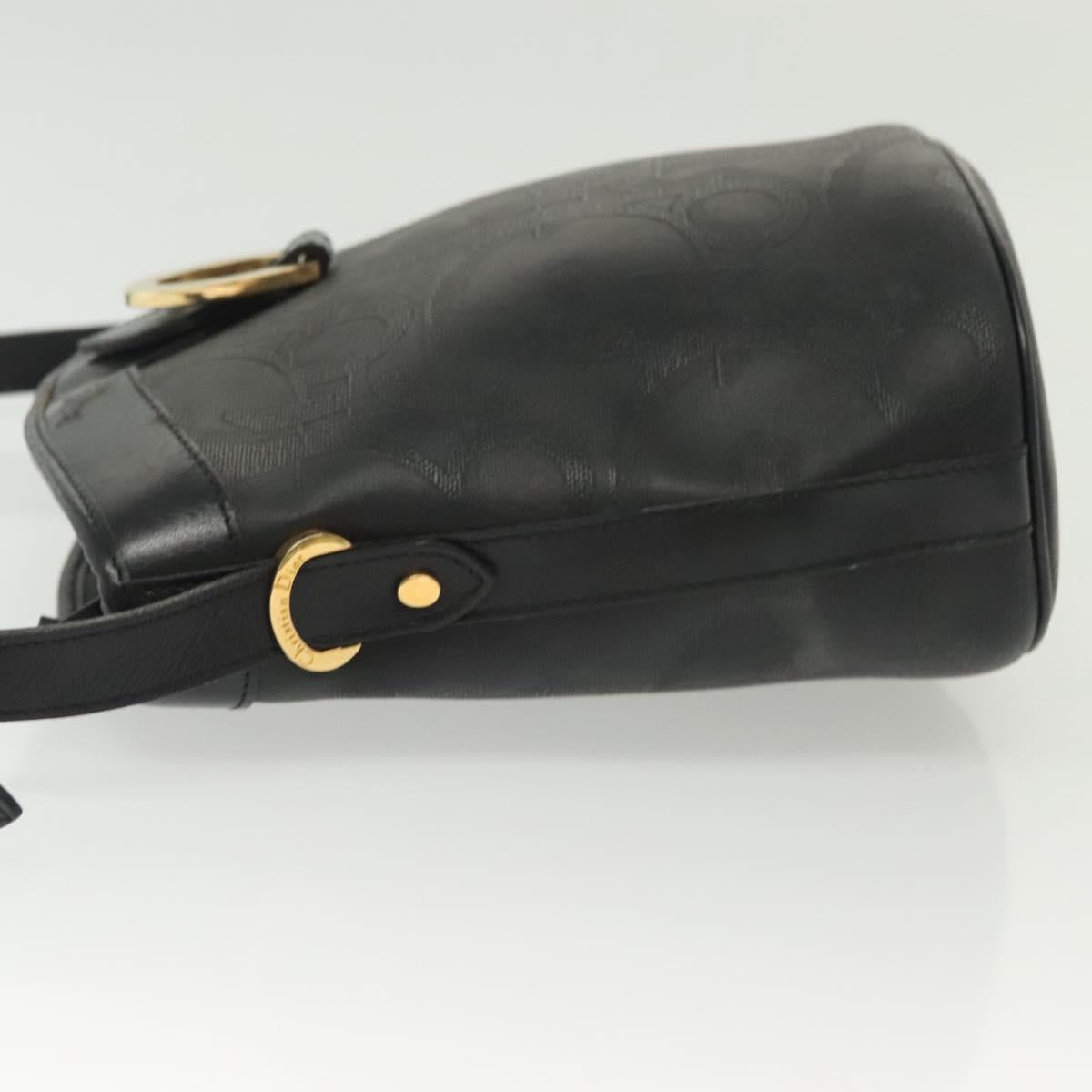 Christian Dior Trotter Canvas Shoulder Bag Black Gold Auth ep10350