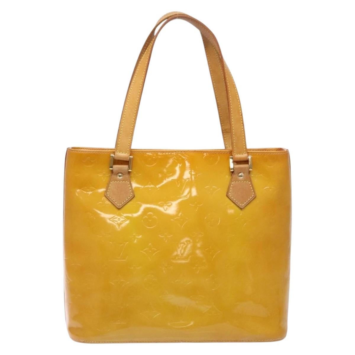 LOUIS VUITTON Monogram Vernis Houston Hand Bag Beige M91004 LV Auth ep10359
