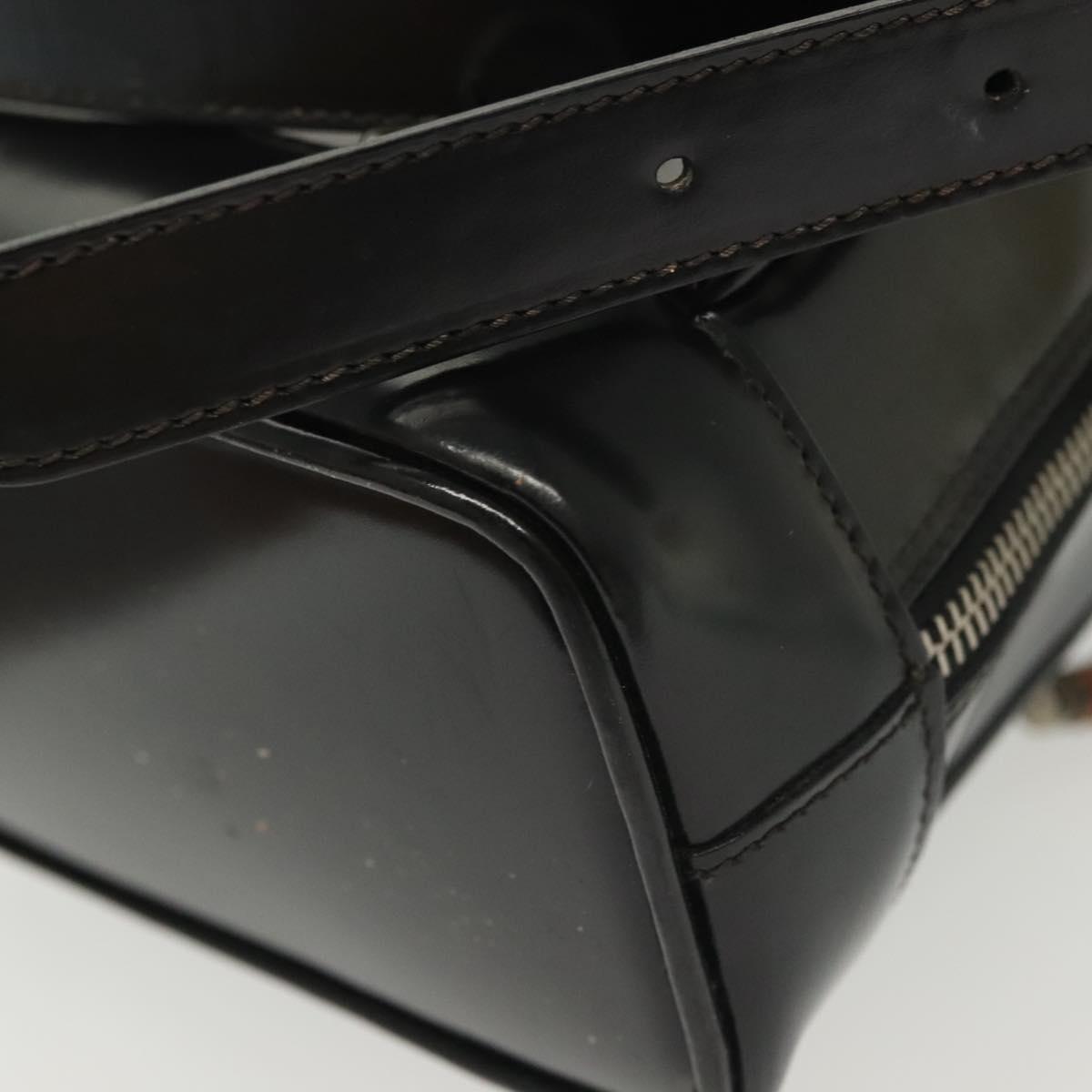GUCCI Bamboo Body Bag Patent leather Black Silver 003 3444 0127 Auth ep10361