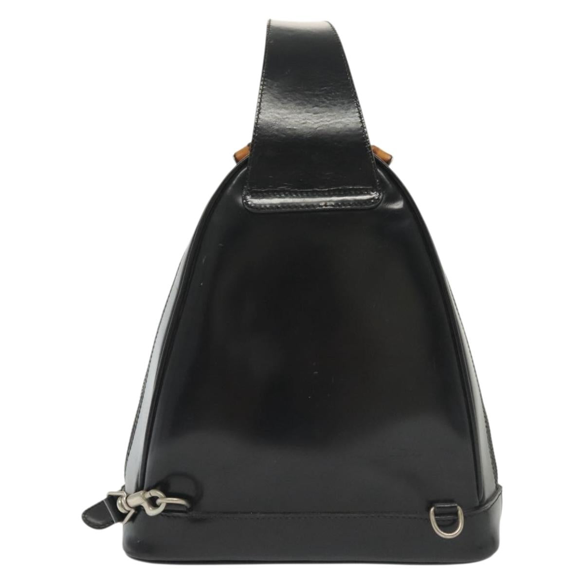 GUCCI Bamboo Body Bag Patent leather Black Silver 003 3444 0127 Auth ep10361