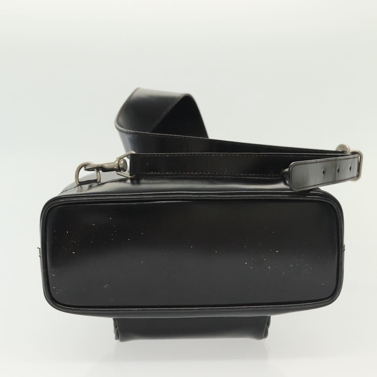 GUCCI Bamboo Body Bag Patent leather Black Silver 003 3444 0127 Auth ep10361