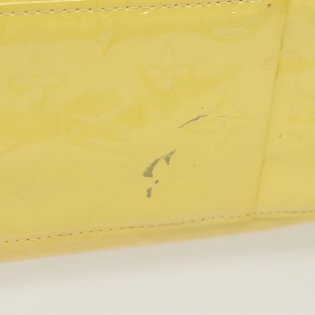 LOUIS VUITTON Monogram Vernis Columbus Tote Bag Lime Yellow M91047 Auth ep10370