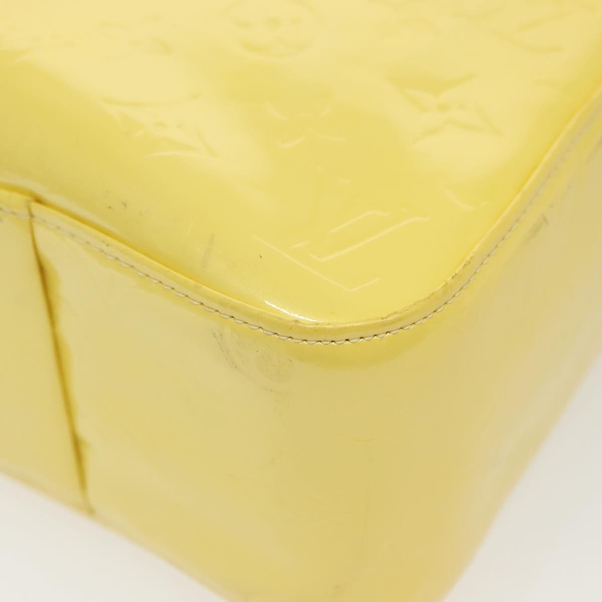 LOUIS VUITTON Monogram Vernis Columbus Tote Bag Lime Yellow M91047 Auth ep10370