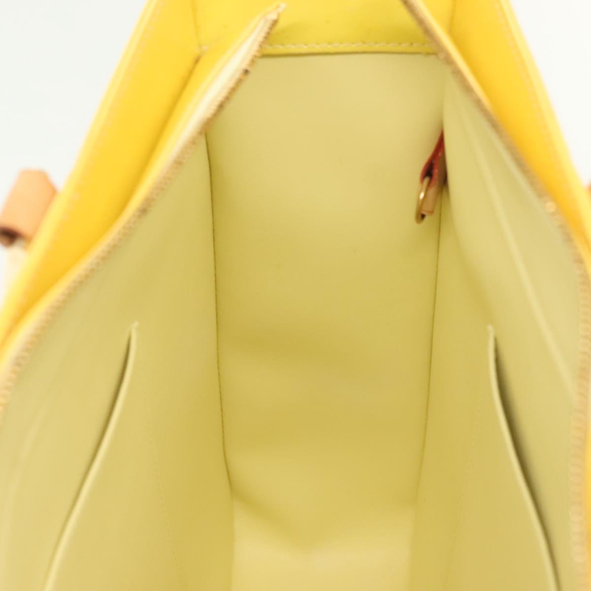 LOUIS VUITTON Monogram Vernis Columbus Tote Bag Lime Yellow M91047 Auth ep10370