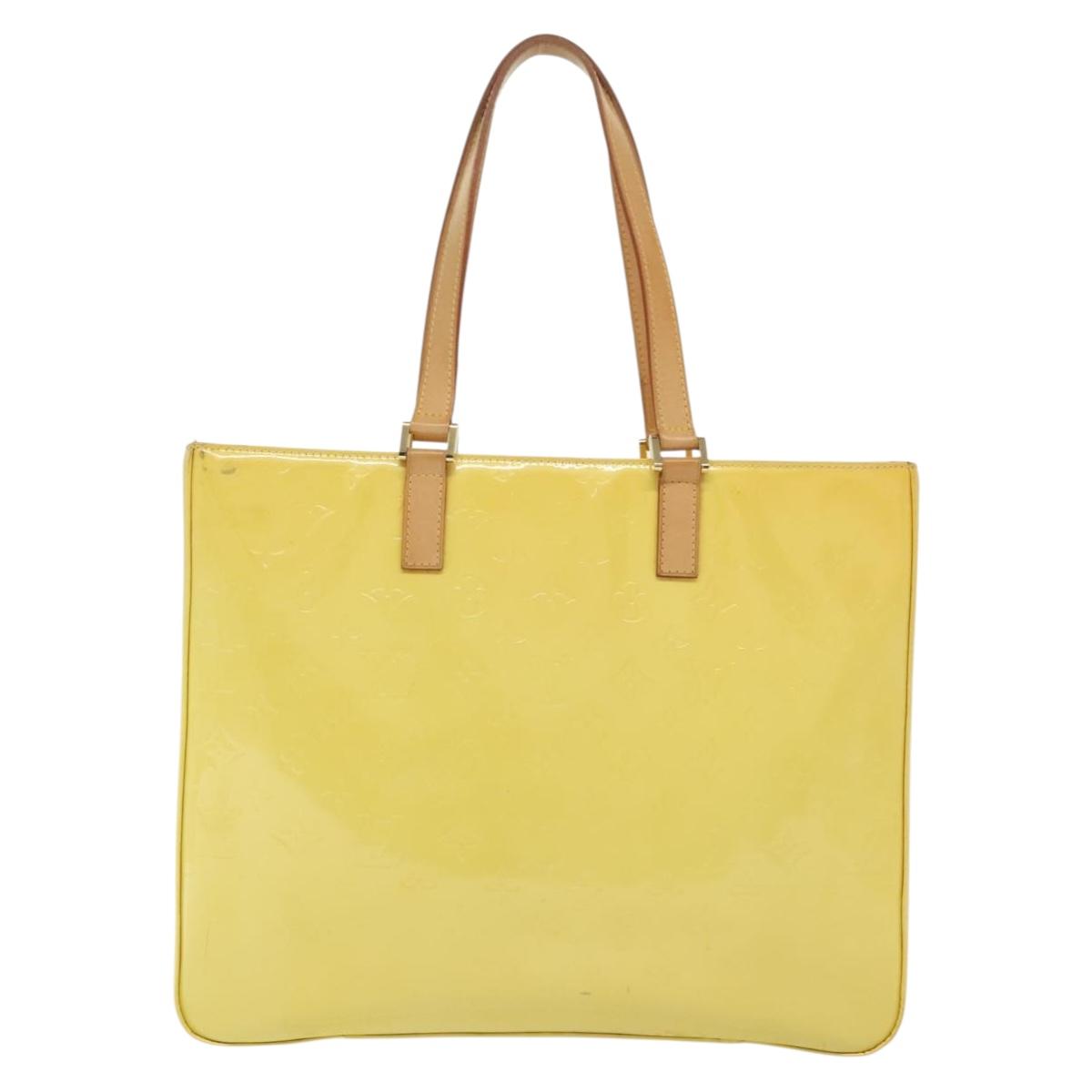 LOUIS VUITTON Monogram Vernis Columbus Tote Bag Lime Yellow M91047 Auth ep10370