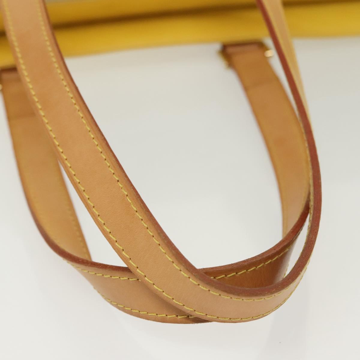 LOUIS VUITTON Monogram Vernis Columbus Tote Bag Lime Yellow M91047 Auth ep10370