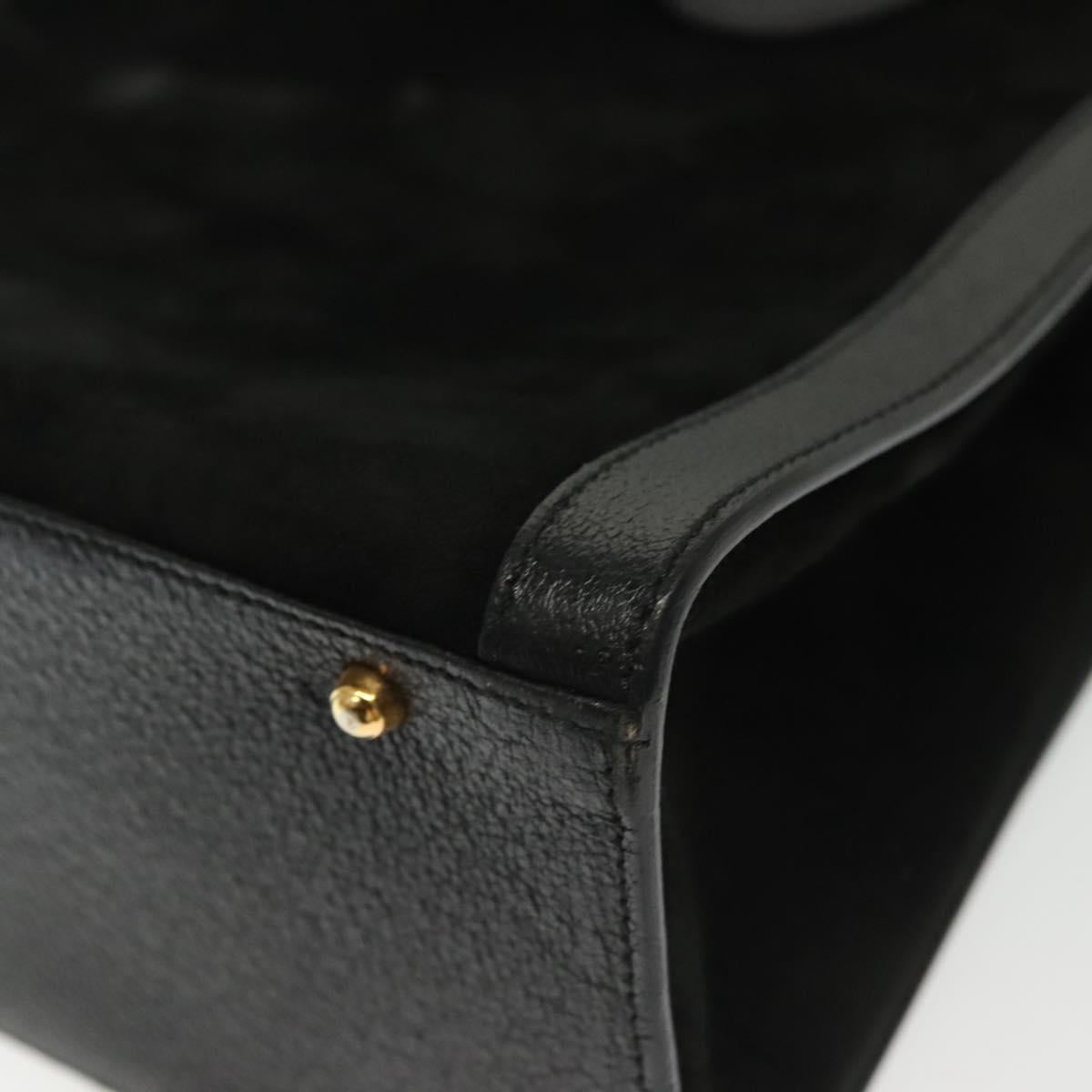 GUCCI Bamboo Hand Bag Suede Black Gold 002 1186 0260 Auth ep10379