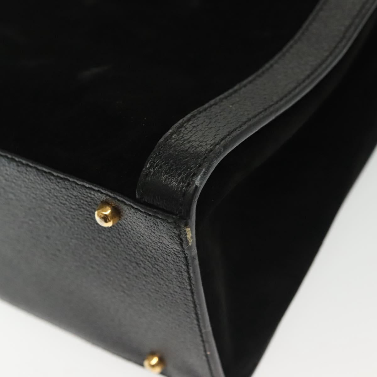 GUCCI Bamboo Hand Bag Suede Black Gold 002 1186 0260 Auth ep10379