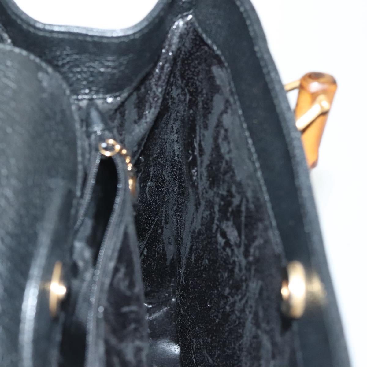 GUCCI Bamboo Hand Bag Suede Black Gold 002 1186 0260 Auth ep10379