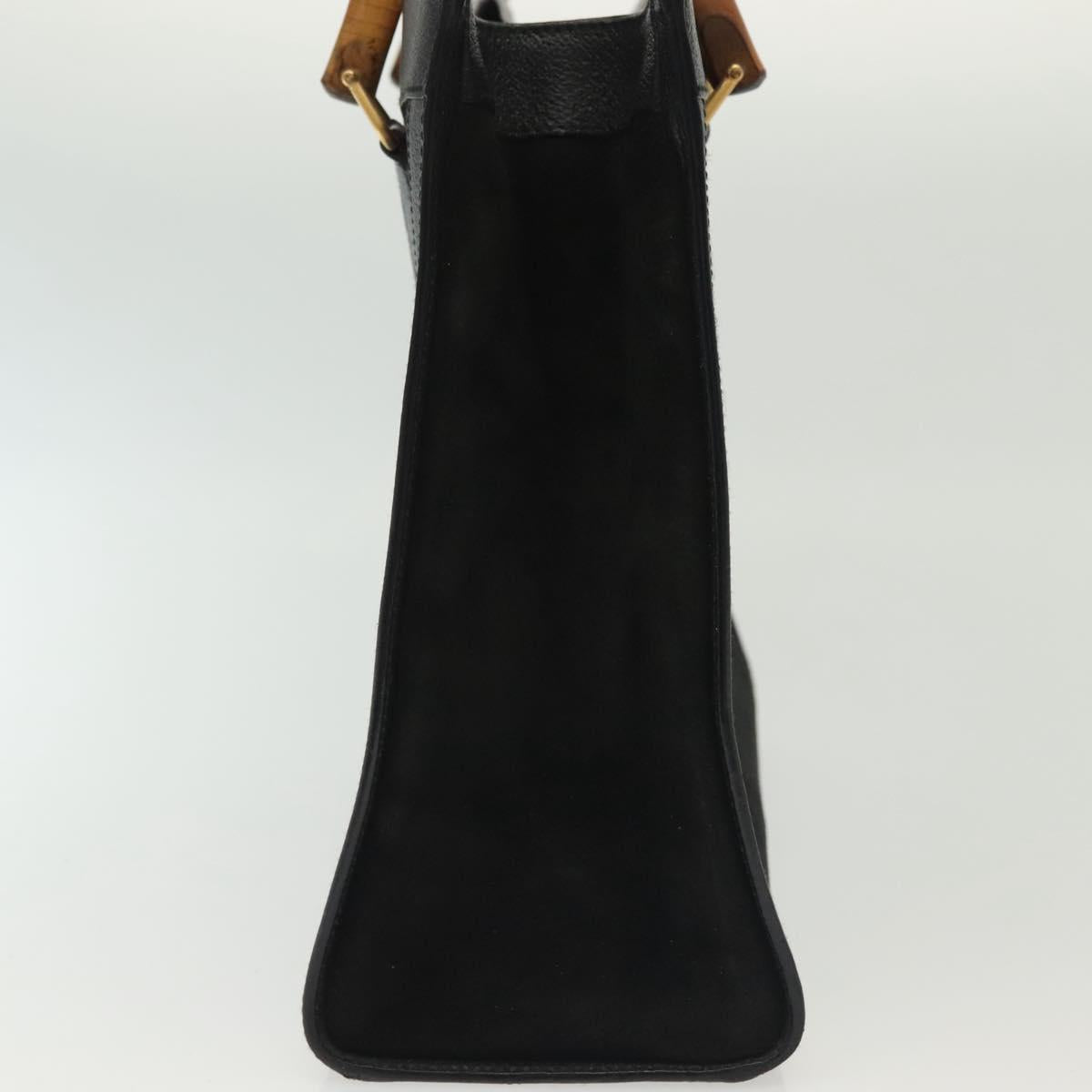 GUCCI Bamboo Hand Bag Suede Black Gold 002 1186 0260 Auth ep10379