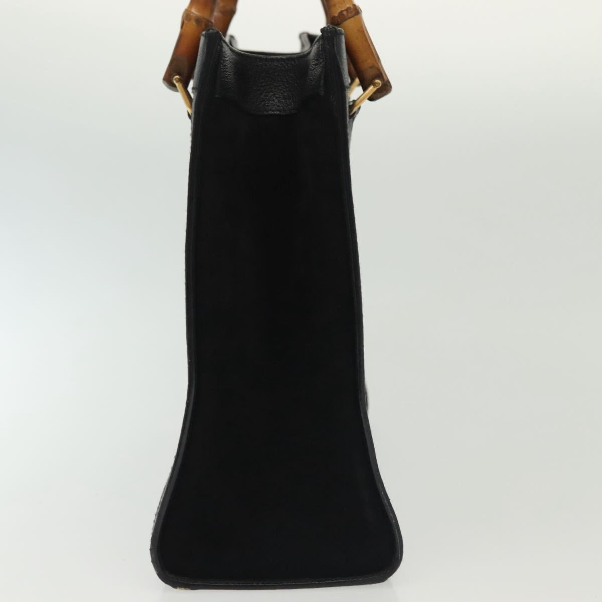 GUCCI Bamboo Hand Bag Suede Black Gold 002 1186 0260 Auth ep10379