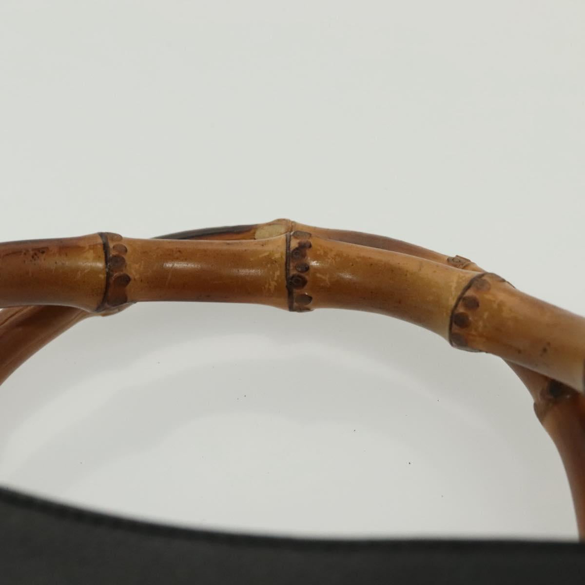 GUCCI Bamboo Hand Bag Suede Black Gold 002 1186 0260 Auth ep10379