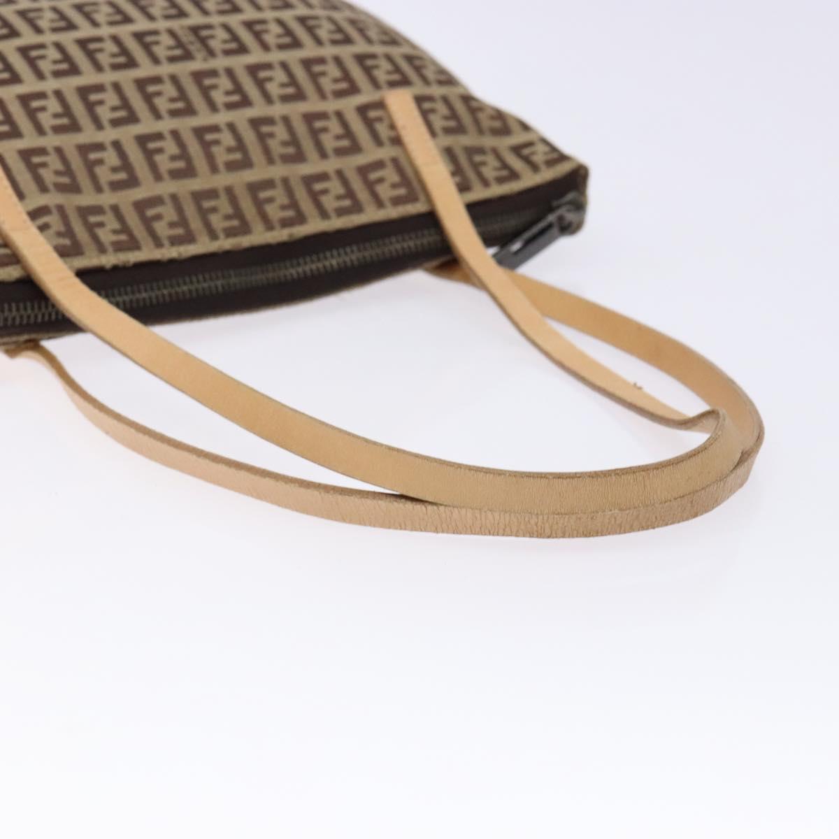 FENDI Zucchino Canvas Hand Bag Beige Auth ep10385