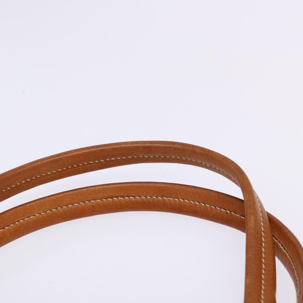 PRADA Tote Bag Leather Beige Gold Auth ep10389