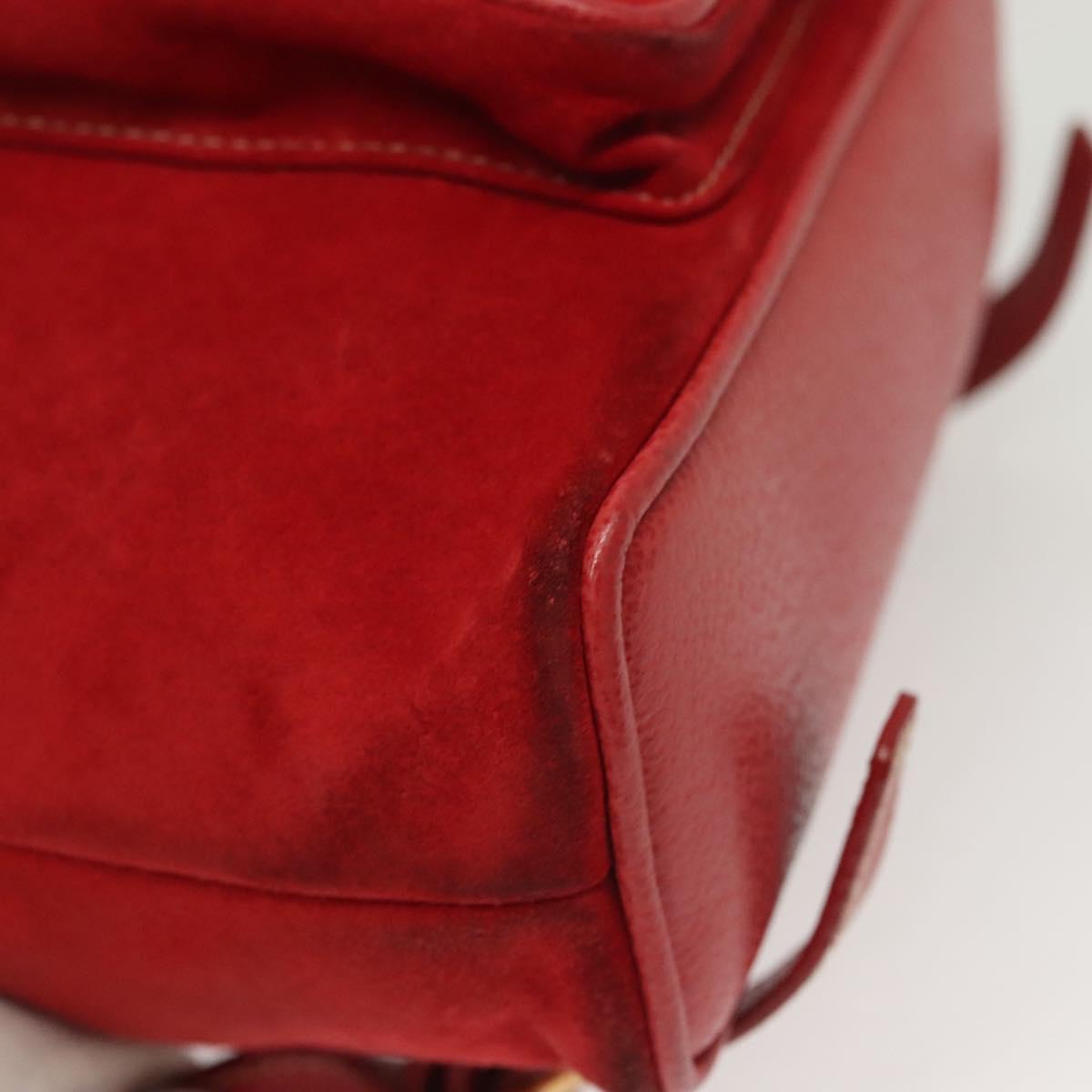 GUCCI Bamboo Backpack Suede Red Gold 003 1705 0030 Auth ep10393