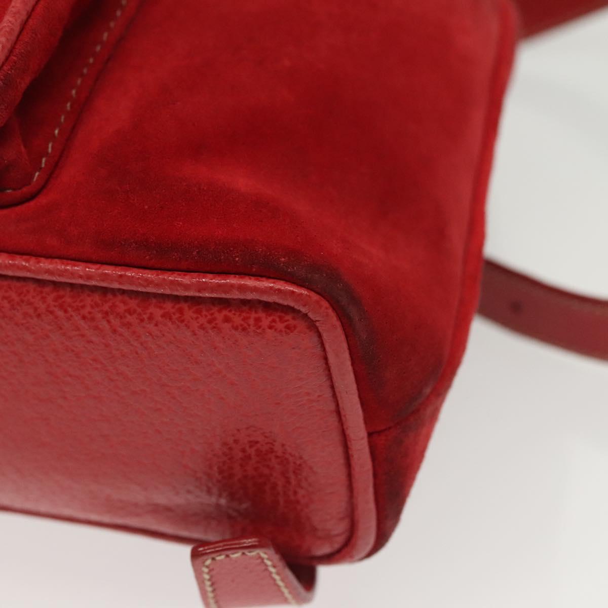 GUCCI Bamboo Backpack Suede Red Gold 003 1705 0030 Auth ep10393