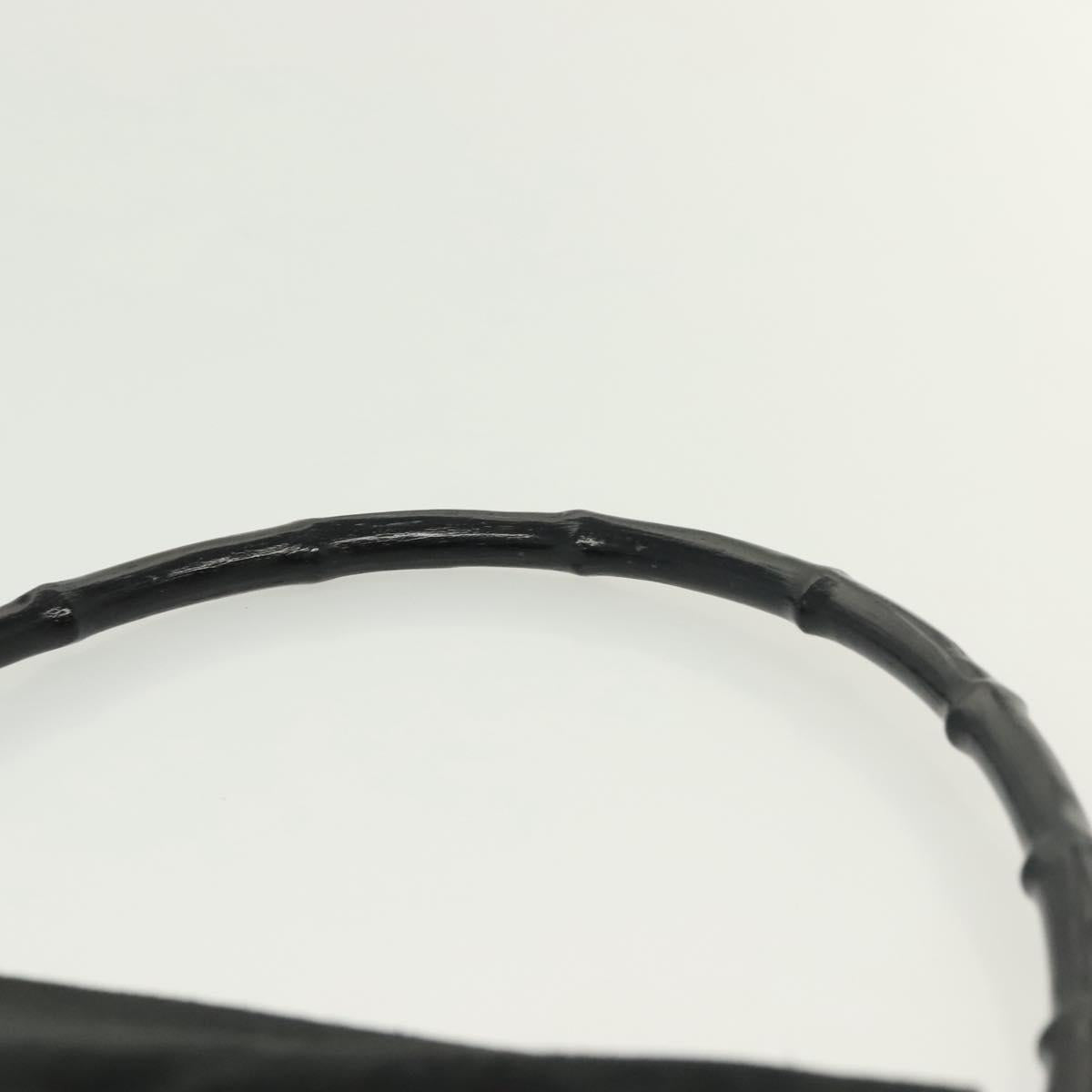 GUCCI Bamboo Tote Bag Suede Black Silver Auth ep10395