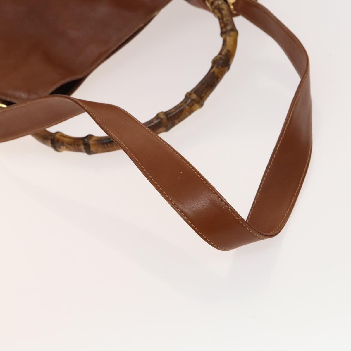 GUCCI Bamboo Hand Bag Leather 2way Brown Gold 001 1014 1577 0 Auth ep10398