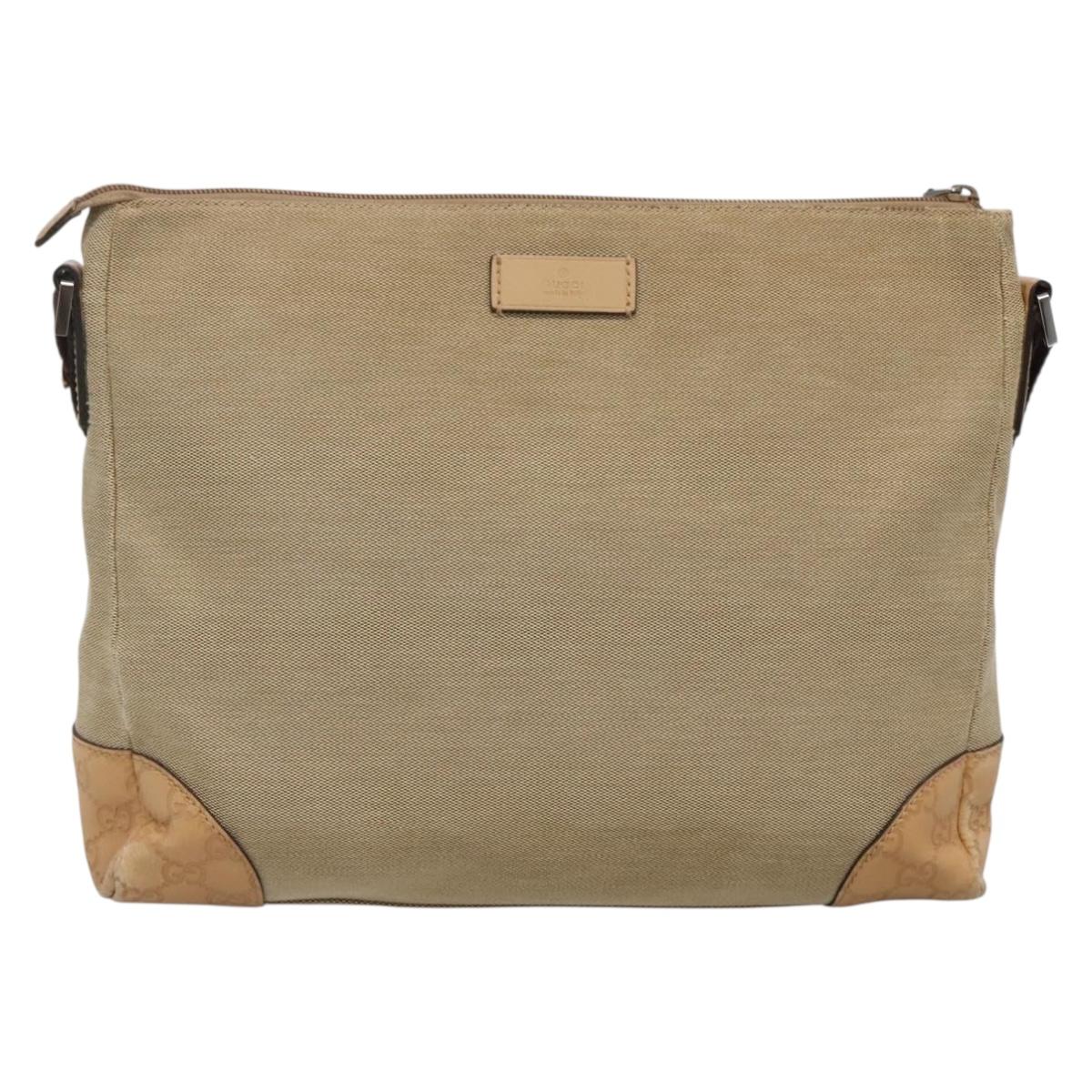GUCCI Guccissima Shoulder Bag Canvas Beige Silver 257301 Auth ep10403
