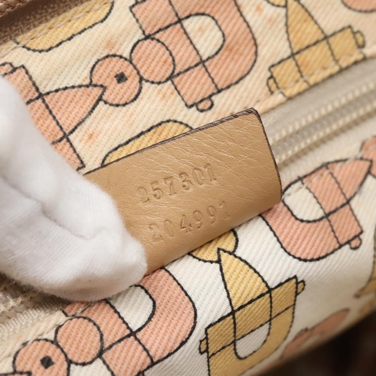GUCCI Guccissima Shoulder Bag Canvas Beige Silver 257301 Auth ep10403