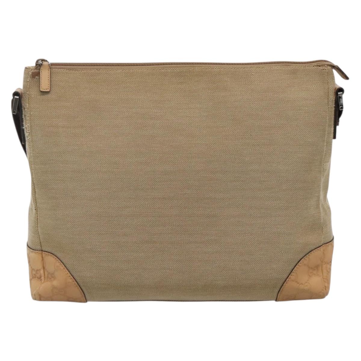 GUCCI Guccissima Shoulder Bag Canvas Beige Silver 257301 Auth ep10403