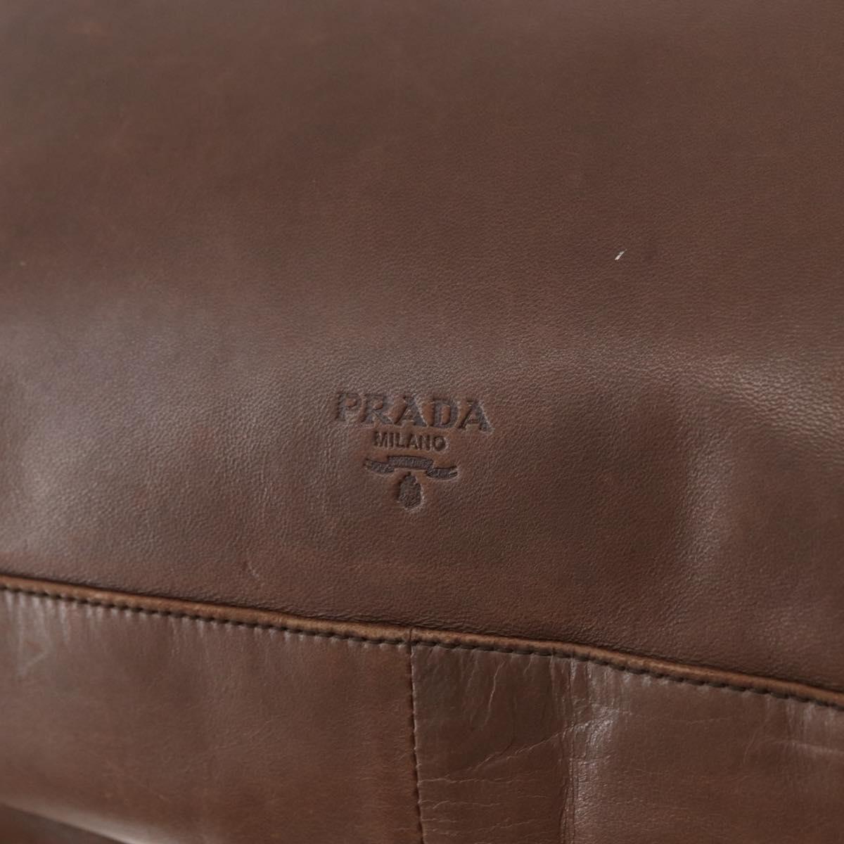 PRADA Chain Tote Bag Leather Brown Auth ep10406