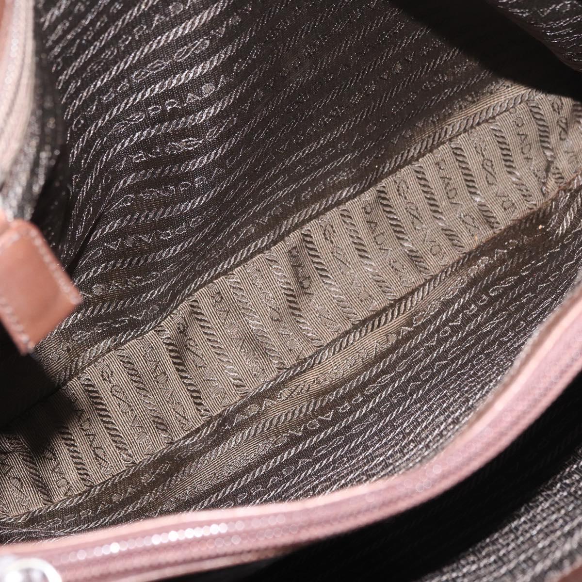 PRADA Chain Tote Bag Leather Brown Auth ep10406