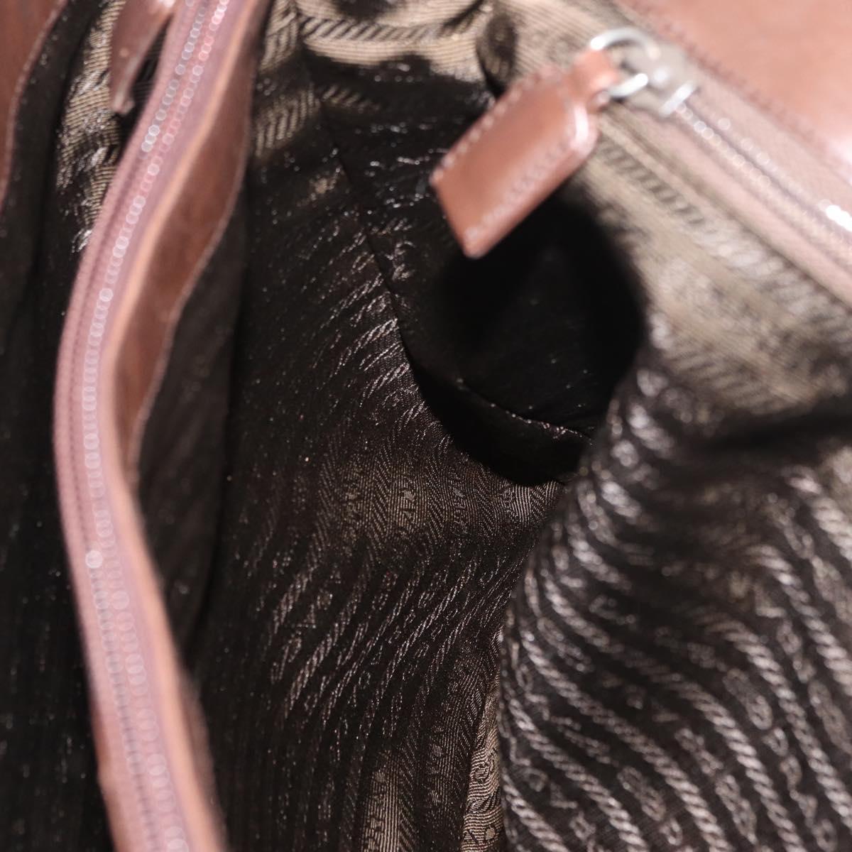 PRADA Chain Tote Bag Leather Brown Auth ep10406