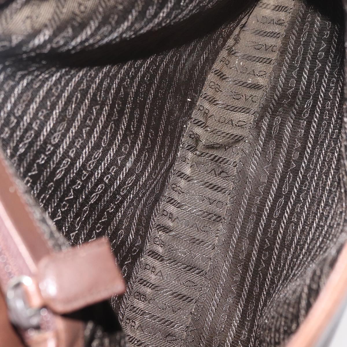 PRADA Chain Tote Bag Leather Brown Auth ep10406