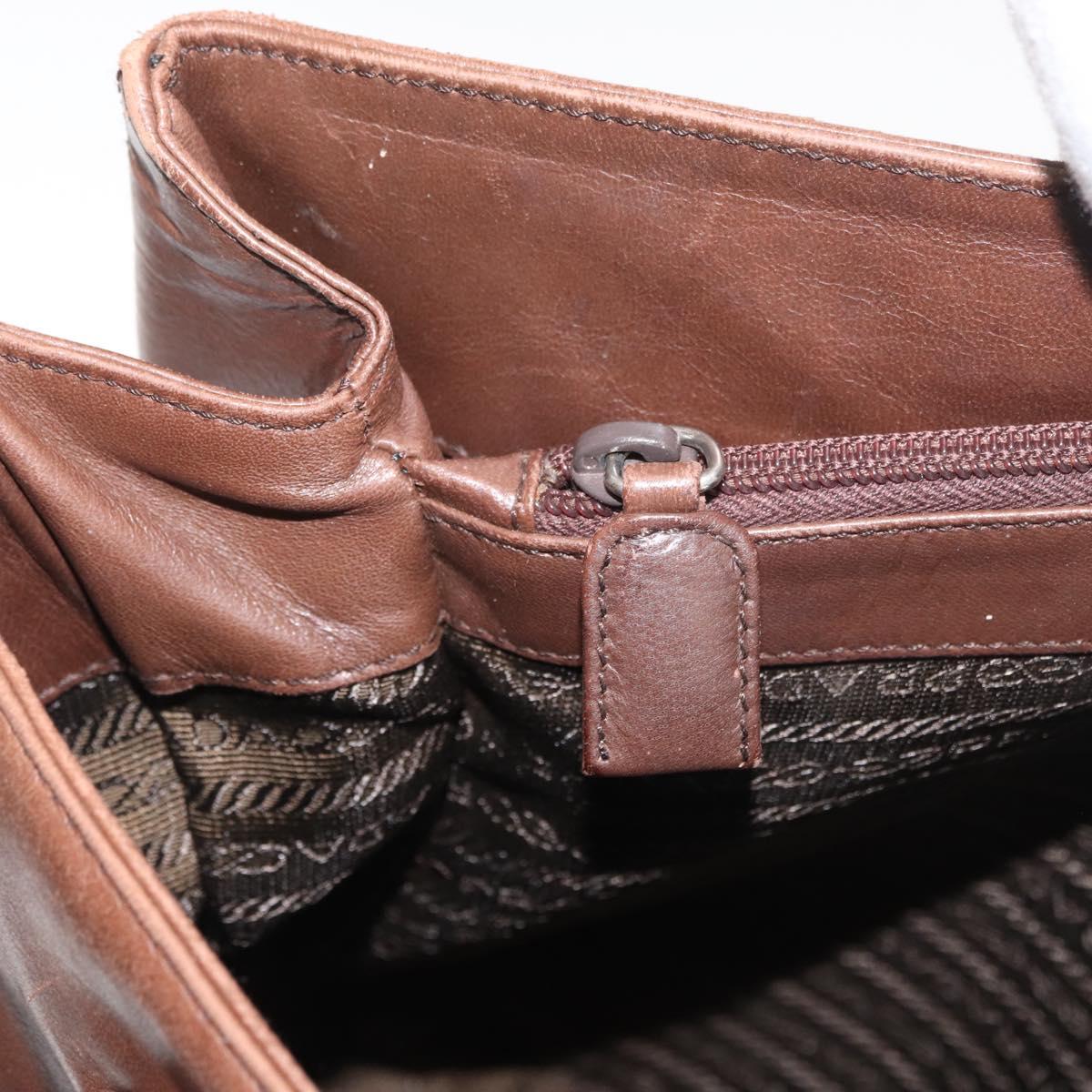 PRADA Chain Tote Bag Leather Brown Auth ep10406