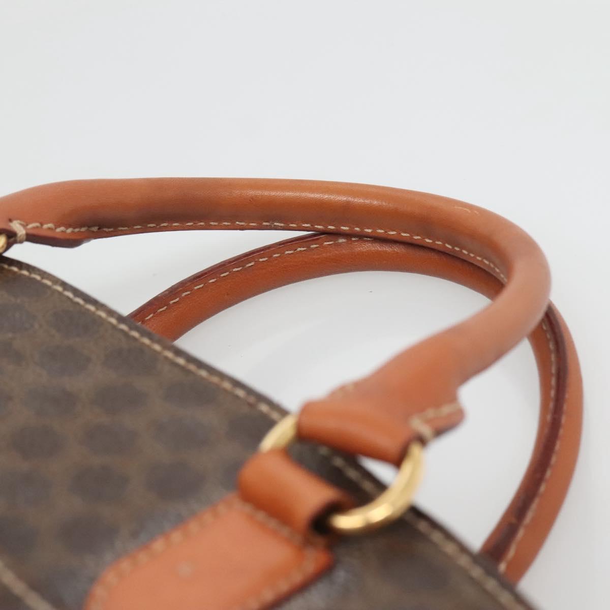 CELINE Macadam Canvas Hand Bag PVC Leather Brown Gold Auth ep10408