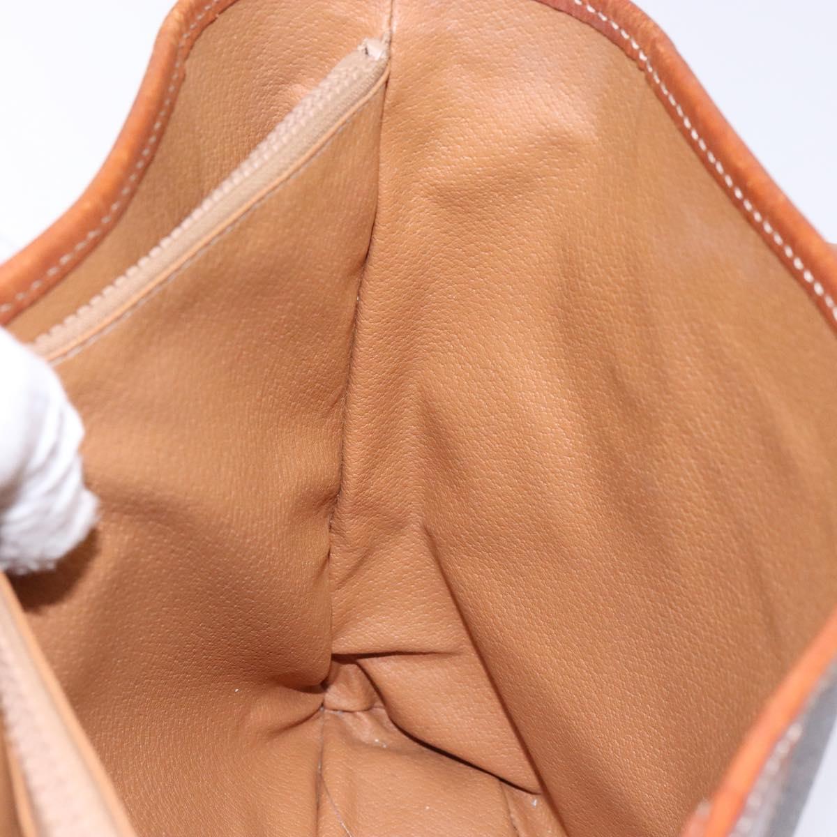 CELINE Macadam Canvas Hand Bag PVC Leather Brown Gold Auth ep10409