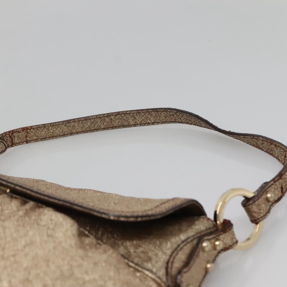 FENDI Shoulder Bag Leather Gold Auth ep10421